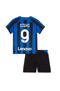 Fotbalové Dres Inter Milan Edin Dzeko #9 Dětské Domácí Oblečení 2022-23 Krátký Rukáv (+ trenýrky)